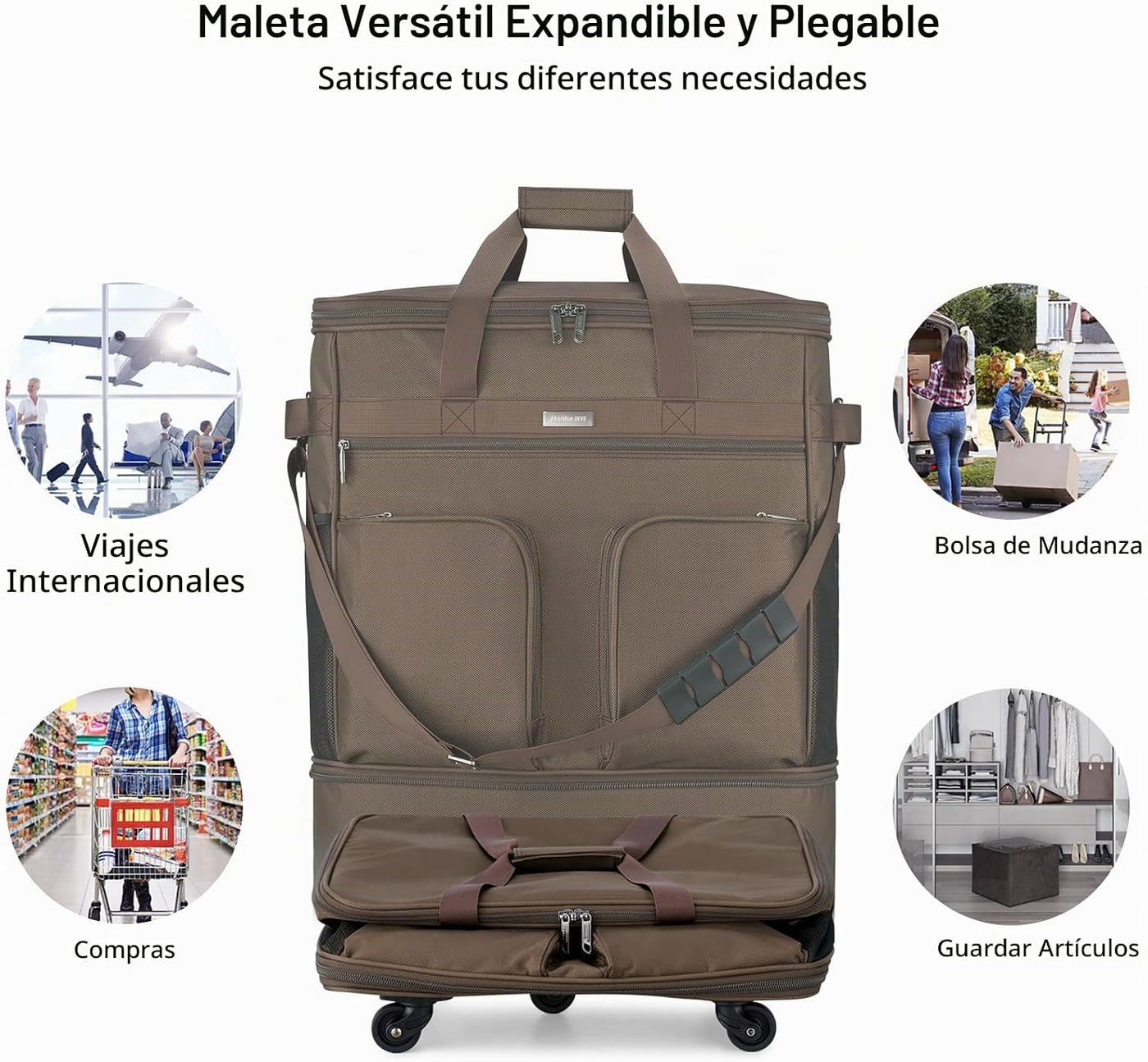 Maletas Hanke con ruedas, bolsa de equipaje plegable y expandible,...