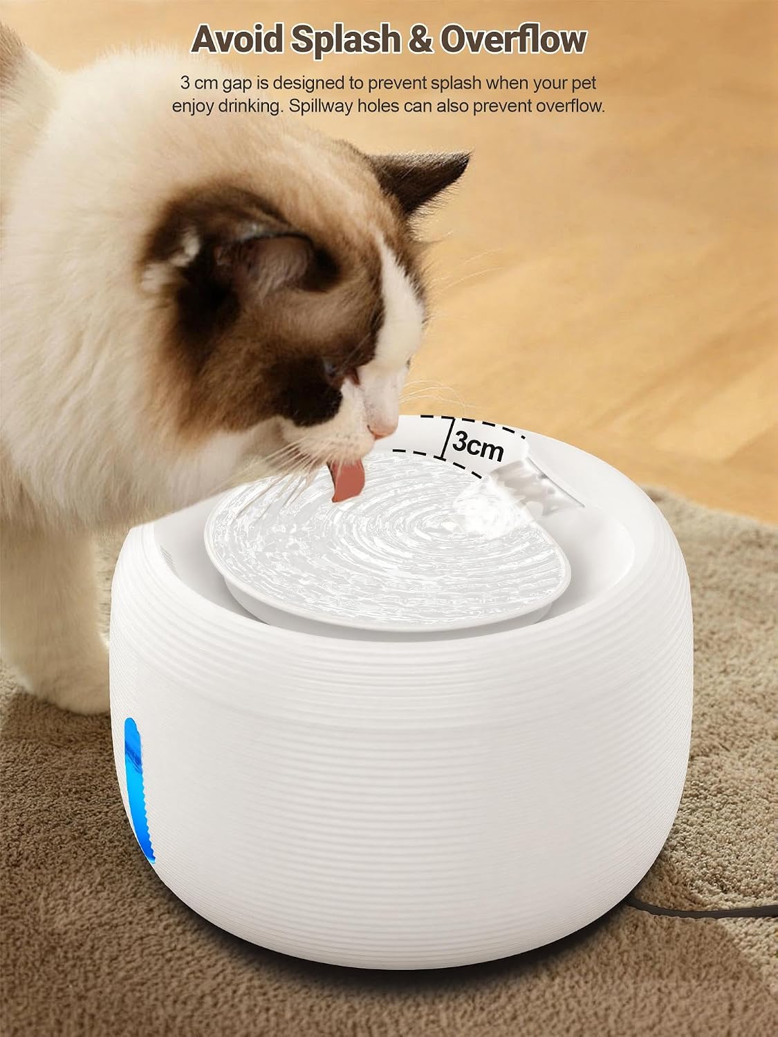 SIBAYS Fuente de agua para gatos de 3.5 L, fuente de agua de gran c...