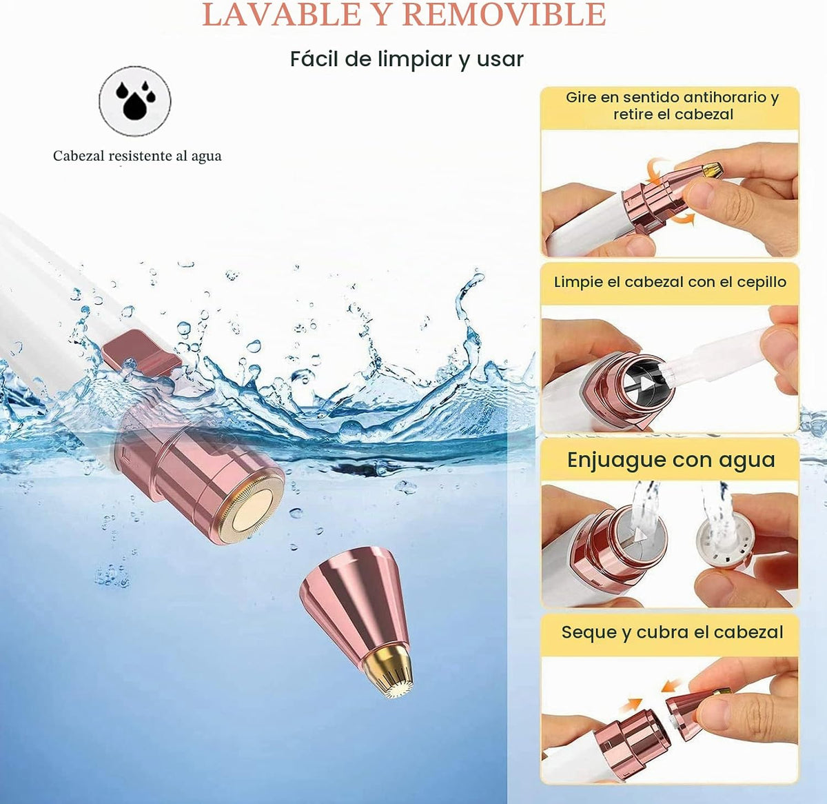 Removedor de vello facial para mujeres, recortadora de vello de nar...
