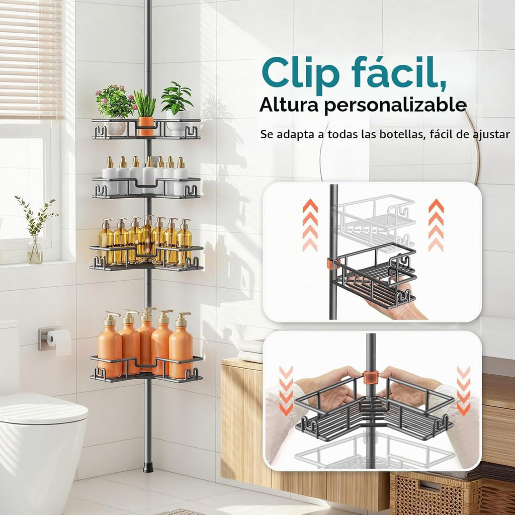 HAMITOR Almacenamiento de baño ajustable de 4 niveles: estante de t...
