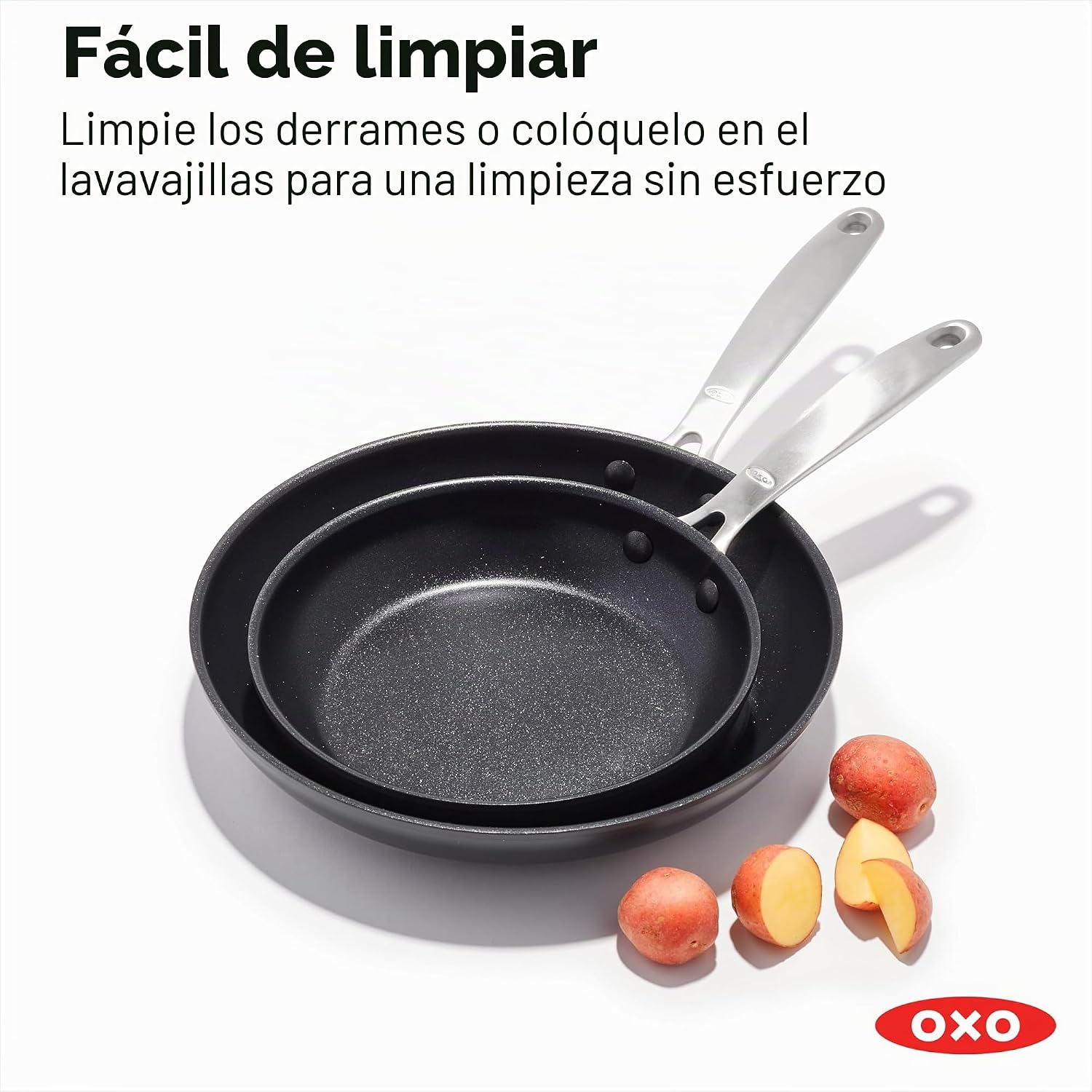 OXO Juego de sartenes mejoradas de 8 y 10 pulgadas, cerámica antiad...
