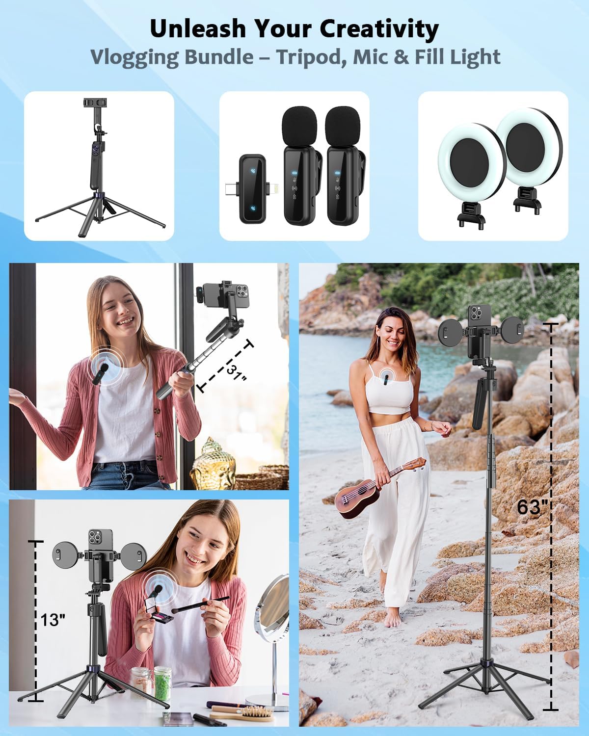 Kit de Vlogging para iPhone\/Android, trípode de seguimiento facial...
