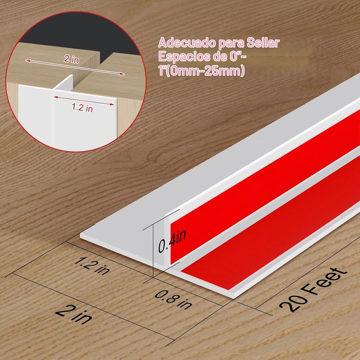 Benory Burlete de silicona en forma de T, blanco, 2 pulgadas de anc...