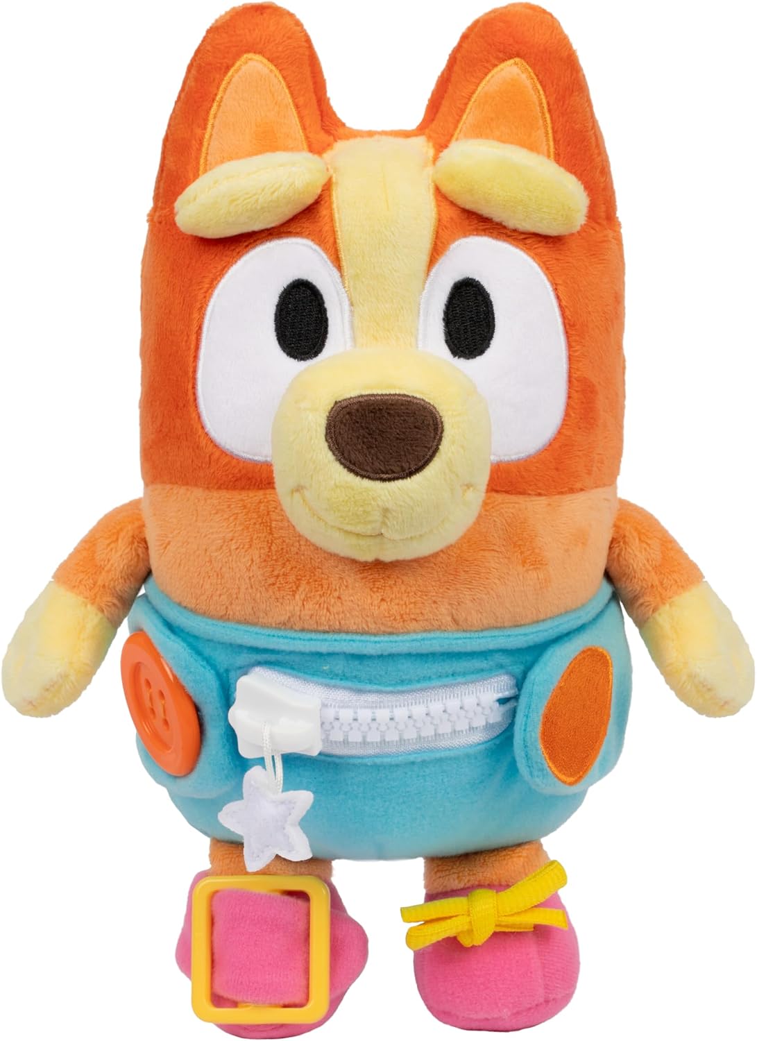 Dress &amp; Play Baby Bingo Bluey de Peluche, Botón, Cremallera, He...