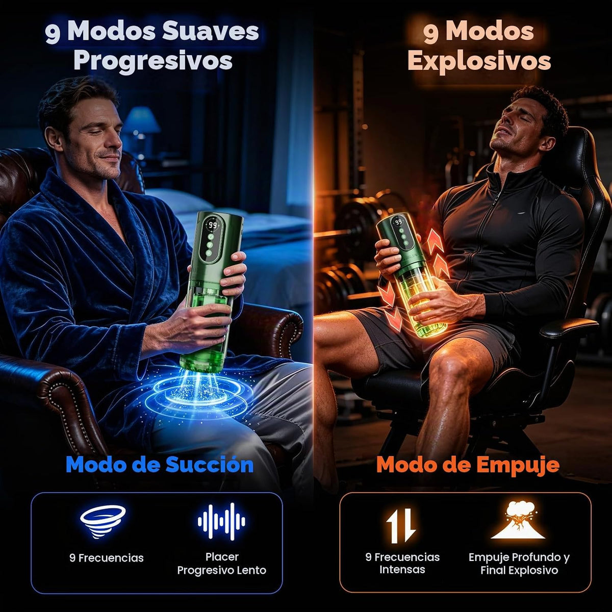 Bomba de pene masturbado masculino 2026 | 9 modos de empuje y 9 mod...