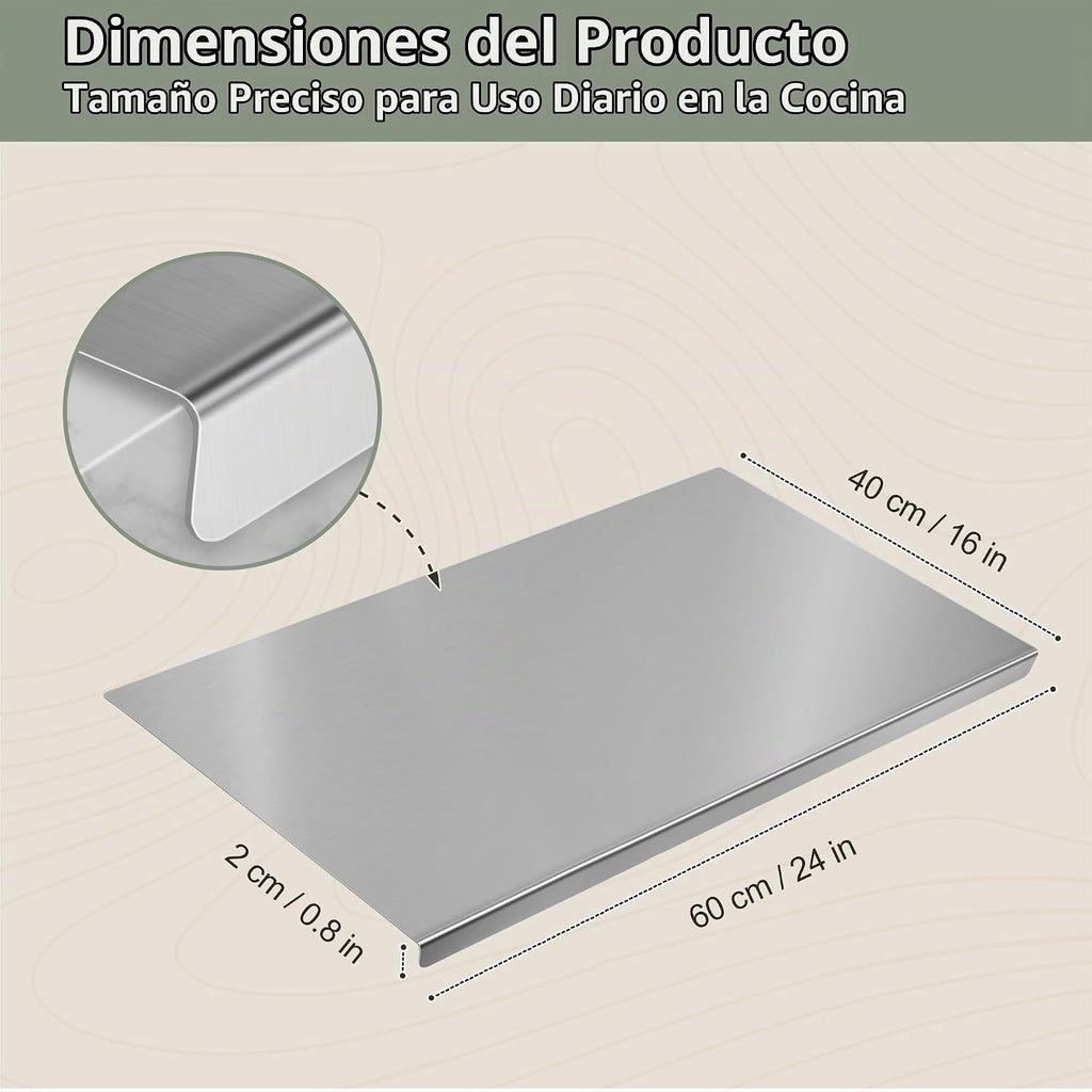 Tabla de cortar de acero inoxidable con labio, tabla de cortar de m...