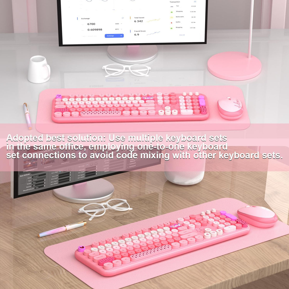 Teclado y mouse inalámbricos, MOFII con 104 teclas redondas, teclad...
