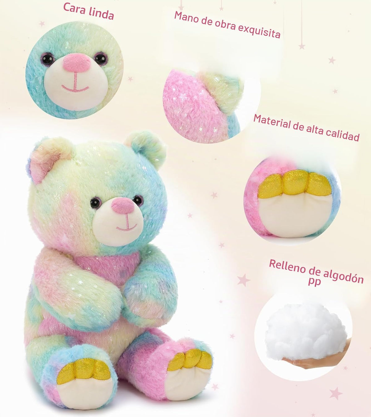 Tezituor Oso de Peluche Arcoíris Animal de Peluche, Lindo Juguete d...