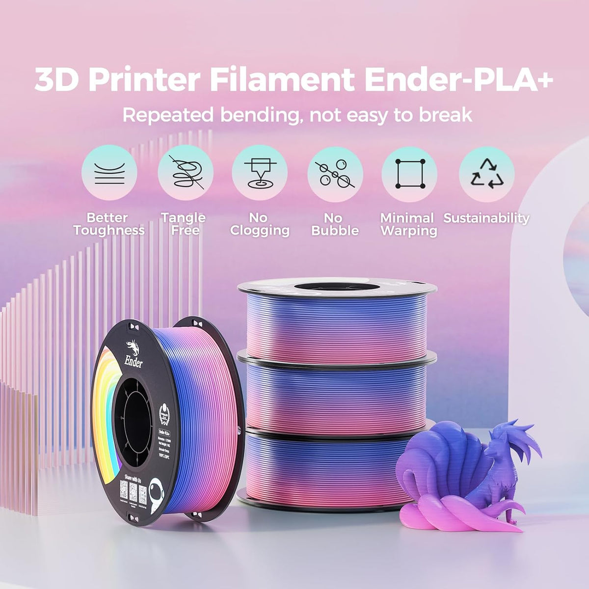 Creality Filamento para impresora 3D de 1.75 mm, filamento PLA+ de...