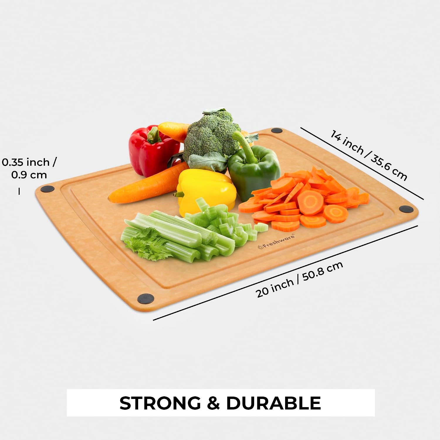 Freshware Tabla de cortar de madera para cocina, ranura para jugos,...