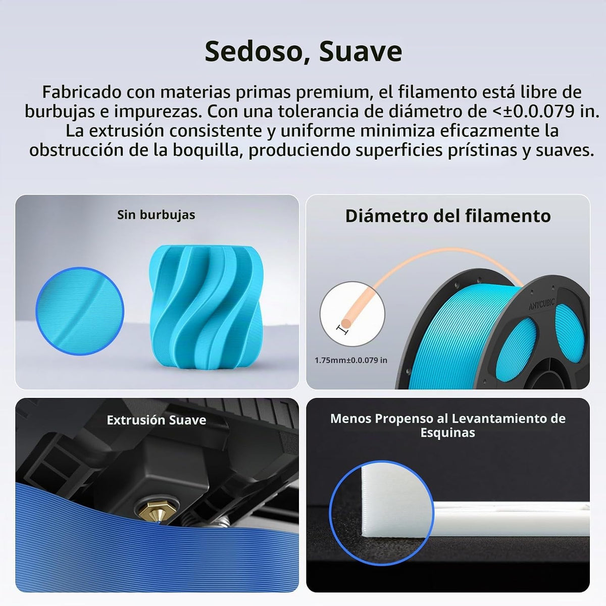 ANYCUBIC PLA Plus (PLA+), filamento para impresora 3D de 1.75mm, fi...