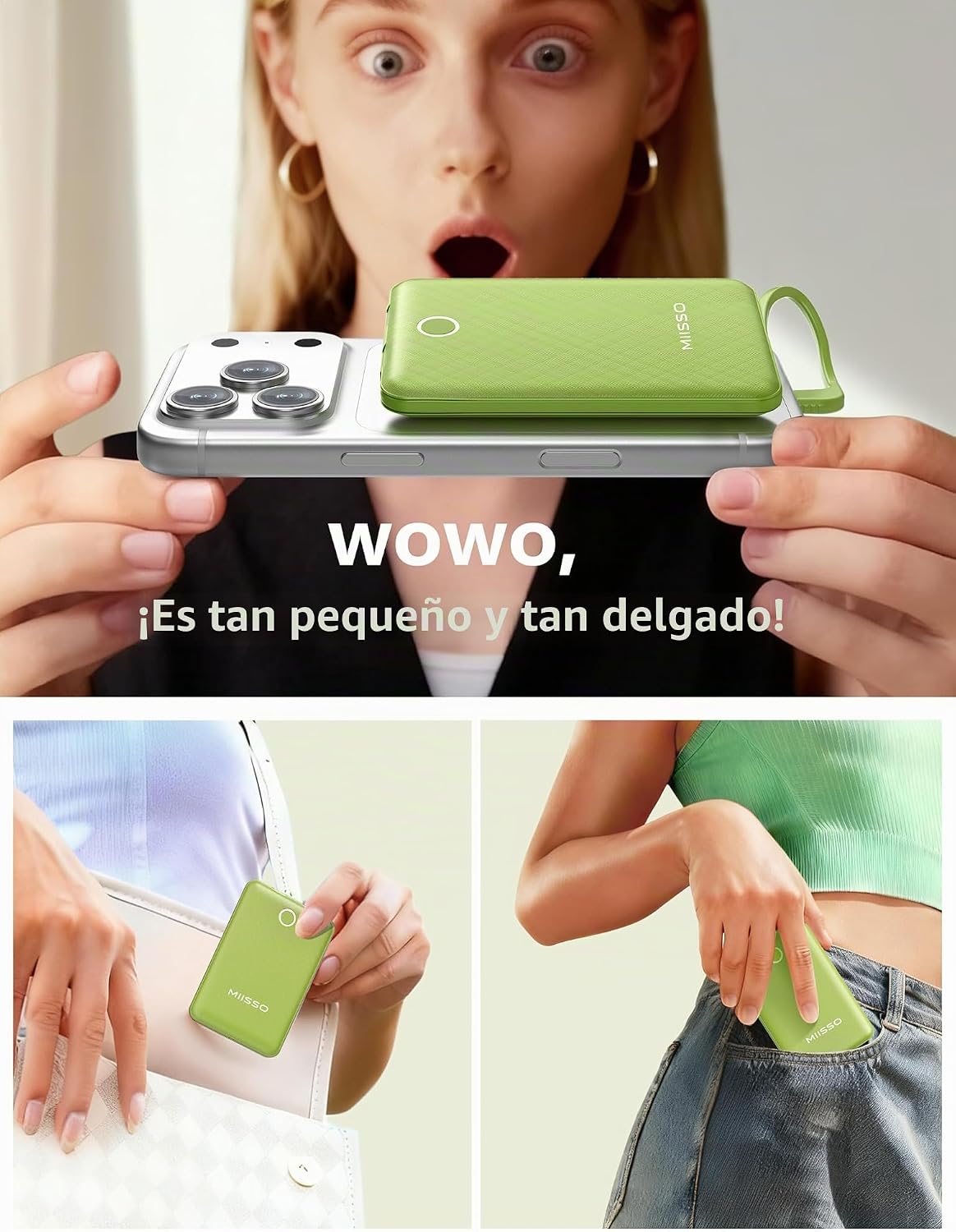 miisso 10000mAh Mini cargador portátil con cable integrado, color v...