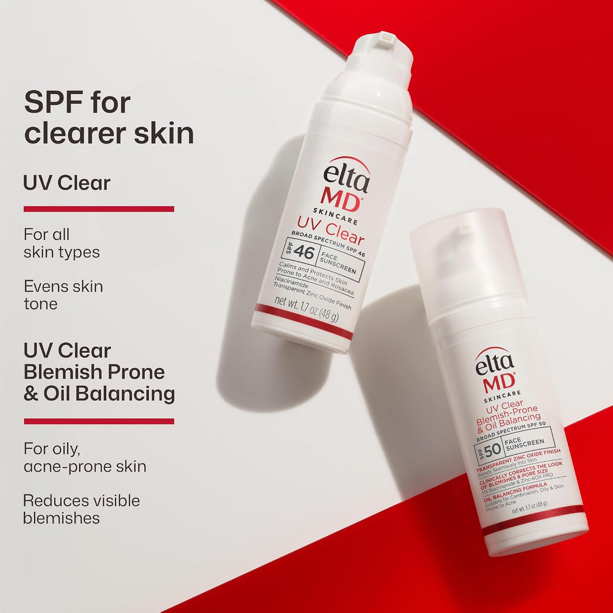 Protector solar facial transparente UV EltaMD con óxido de zinc, si...