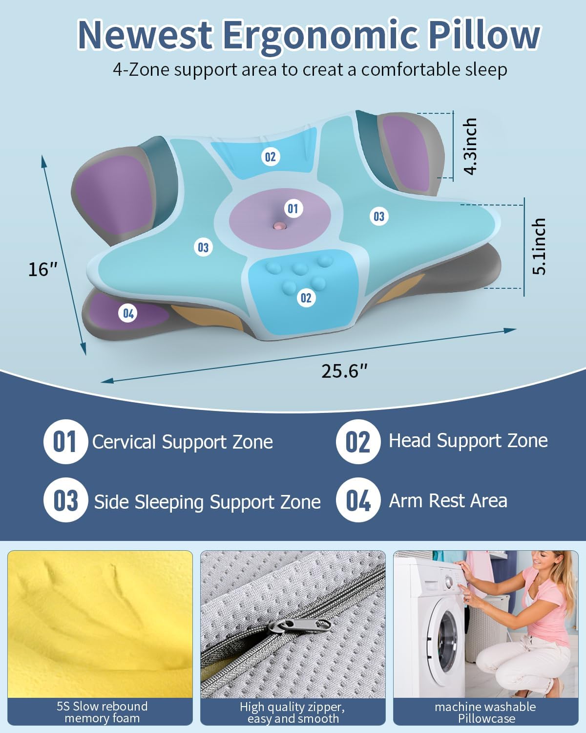 Almohada cervical para aliviar el dolor de cuello, almohada cervica...