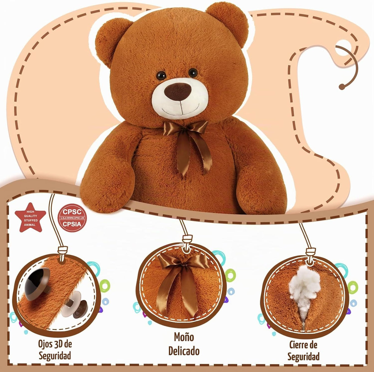 MaoGoLan Oso de peluche gigante de 47 pulgadas de 4 pies, gran anim...
