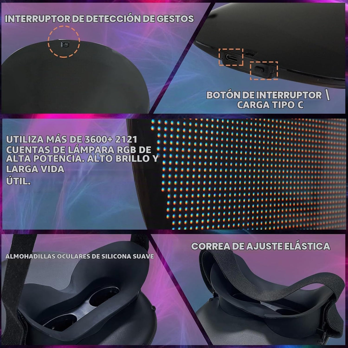 MOYACA Máscara LED con luz, máscara que se ilumina con detección de...