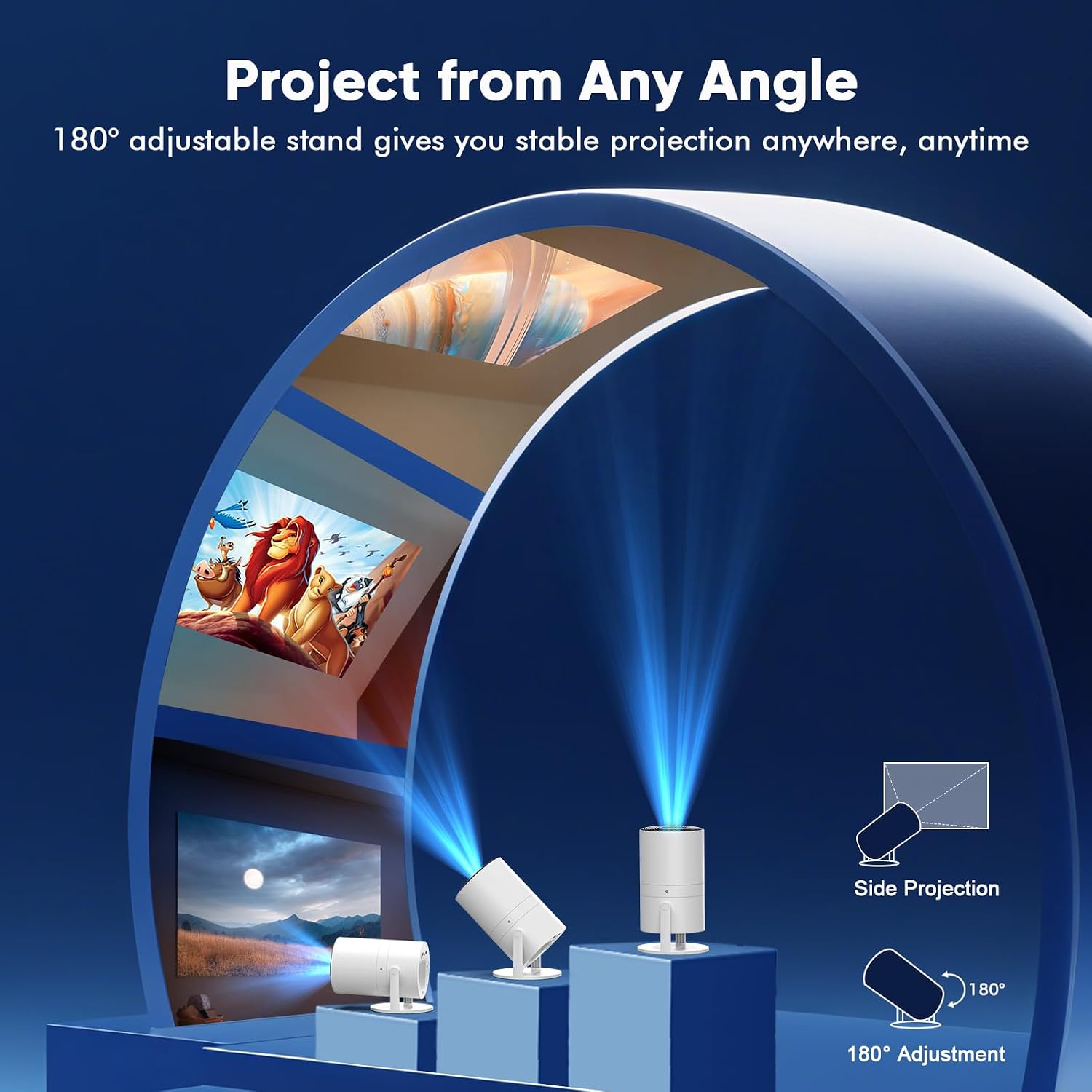 [Google TV integrado y control de voz] Mini proyector WISHOLY con W...