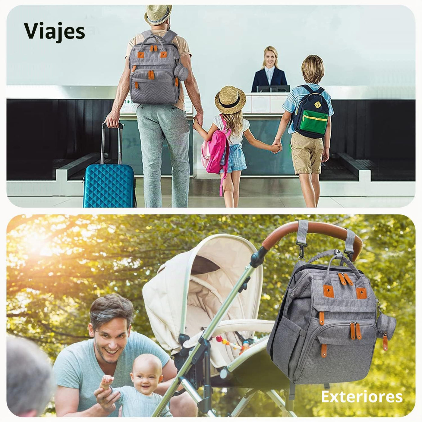 KABAQOO Mochila para pañales con estación de cambio desmontable, bo...