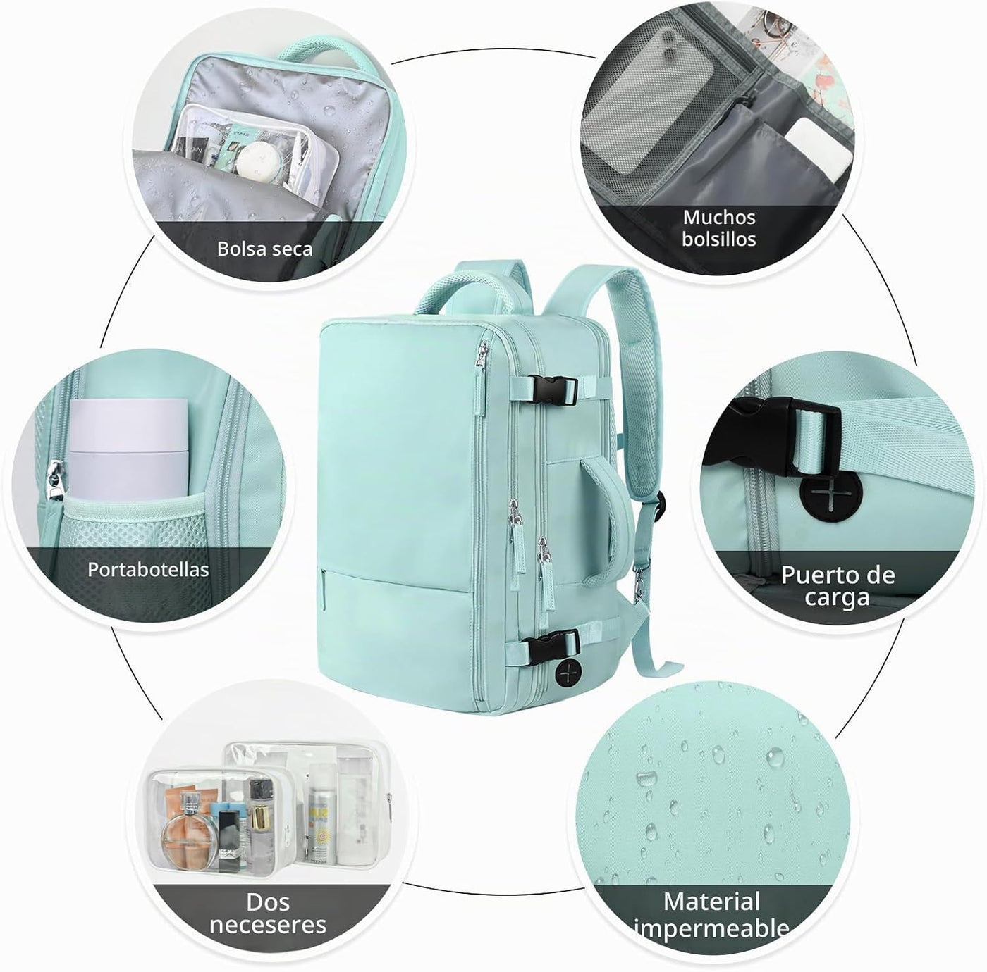Hanples - Mochila de viaje para mujeres y hombres, mochila grande d...