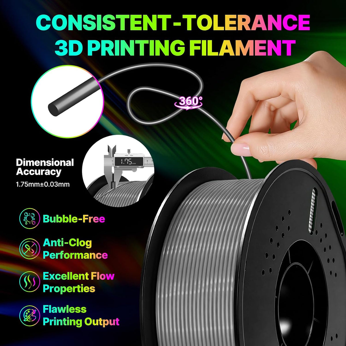 Colourbing Filamento de impresora 3D flexible de TPU 95A, suave y e...