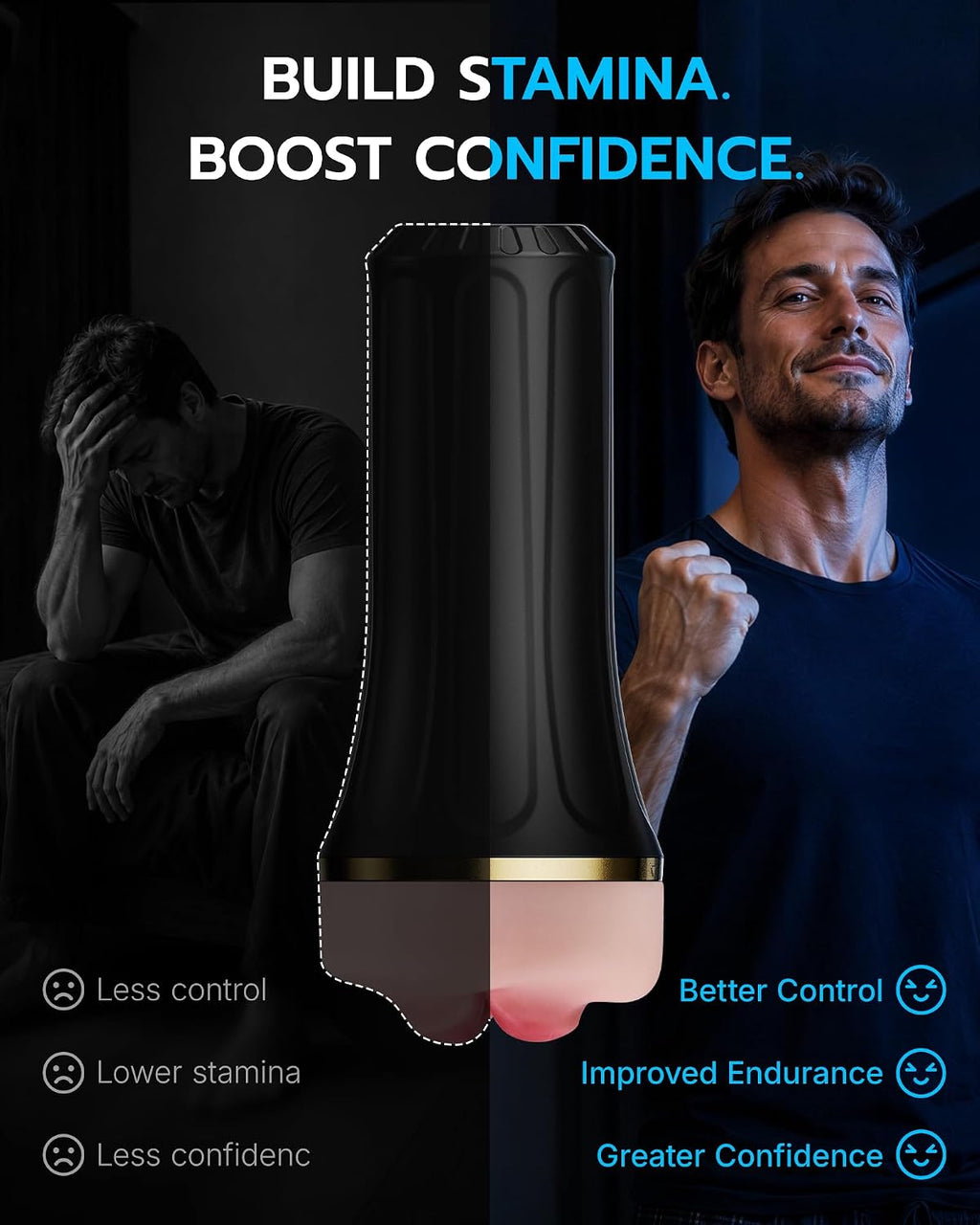EINSEO Masturbador masculino Juguetes para adultos, 7.5 pulgadas, b...