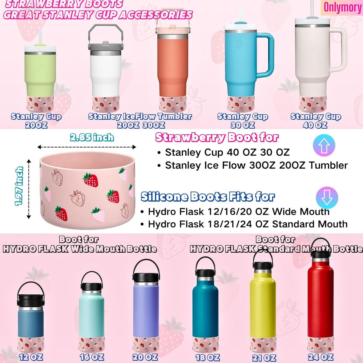 Onlymory Botas de silicona para taza Stanley Cup 40 30 20 OZ, Bota...
