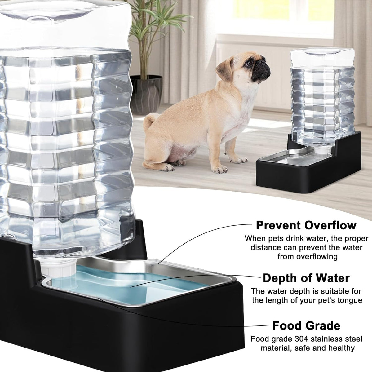 RIZZARI Comedero automático para mascotas de acero inoxidable: disp...