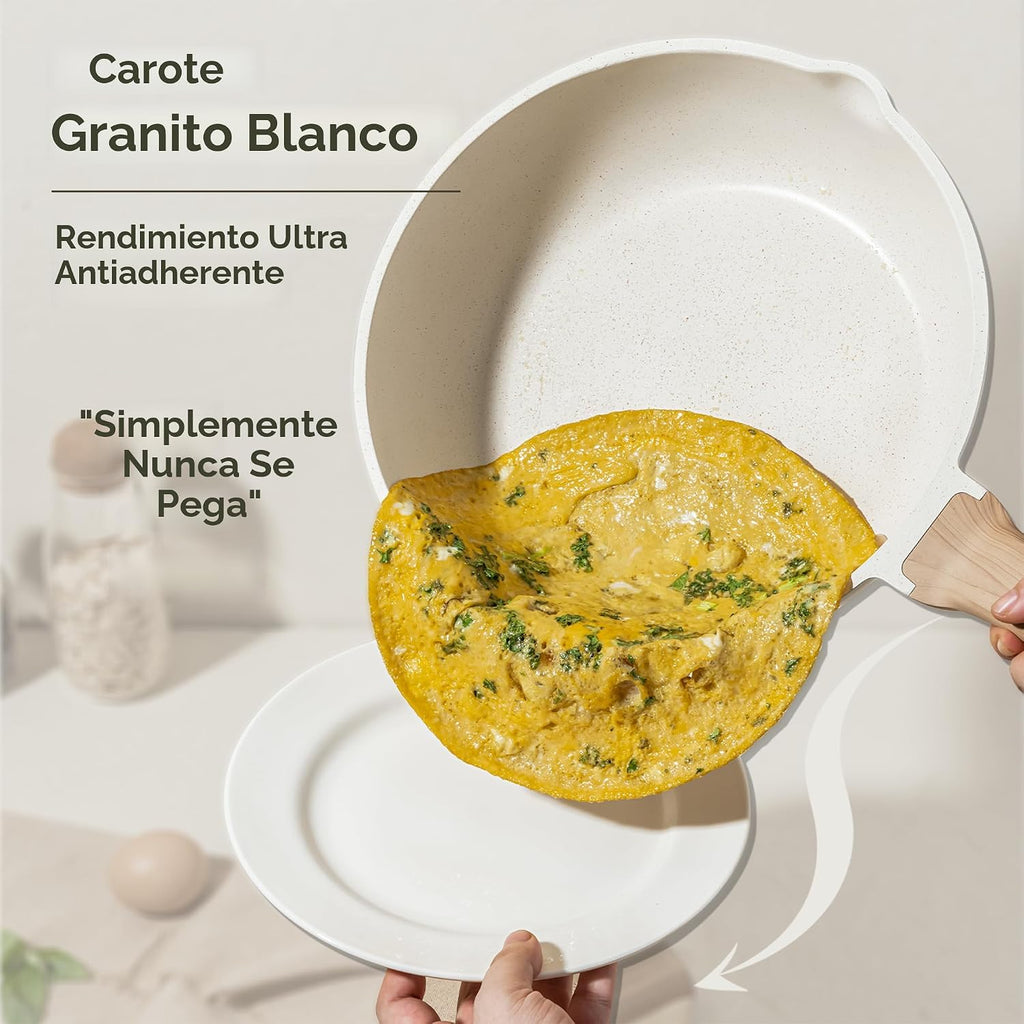 CAROTE Sartén profunda antiadherente de 12 pulgadas con tapa, grani...