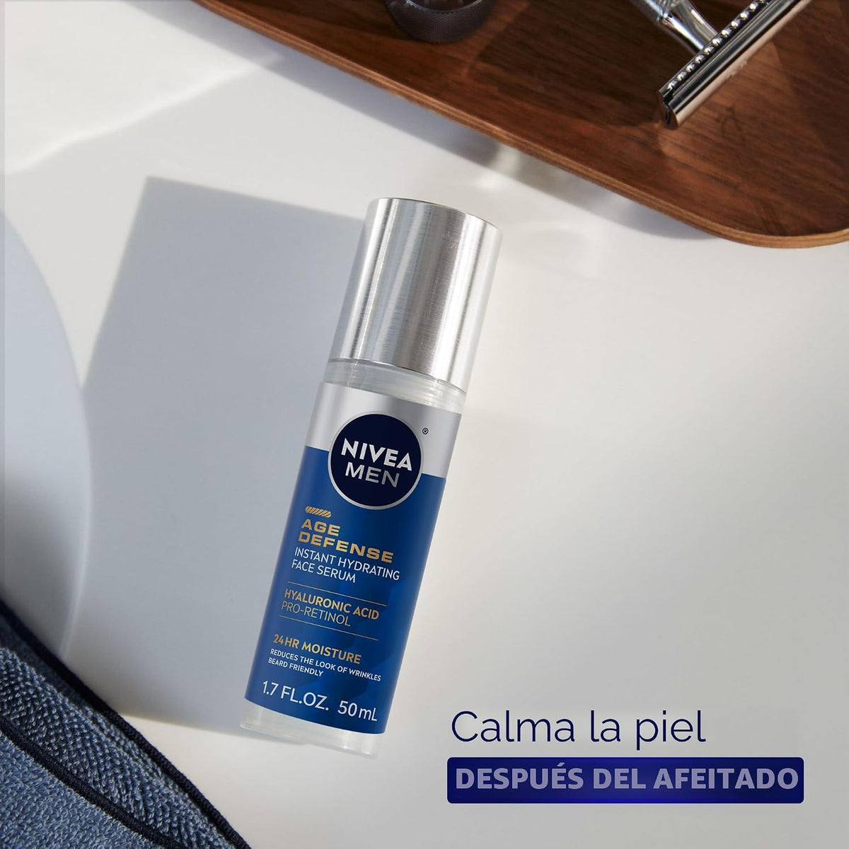 NIVEA MEN Age Defense - Suero facial hidratante instantáneo para pi...