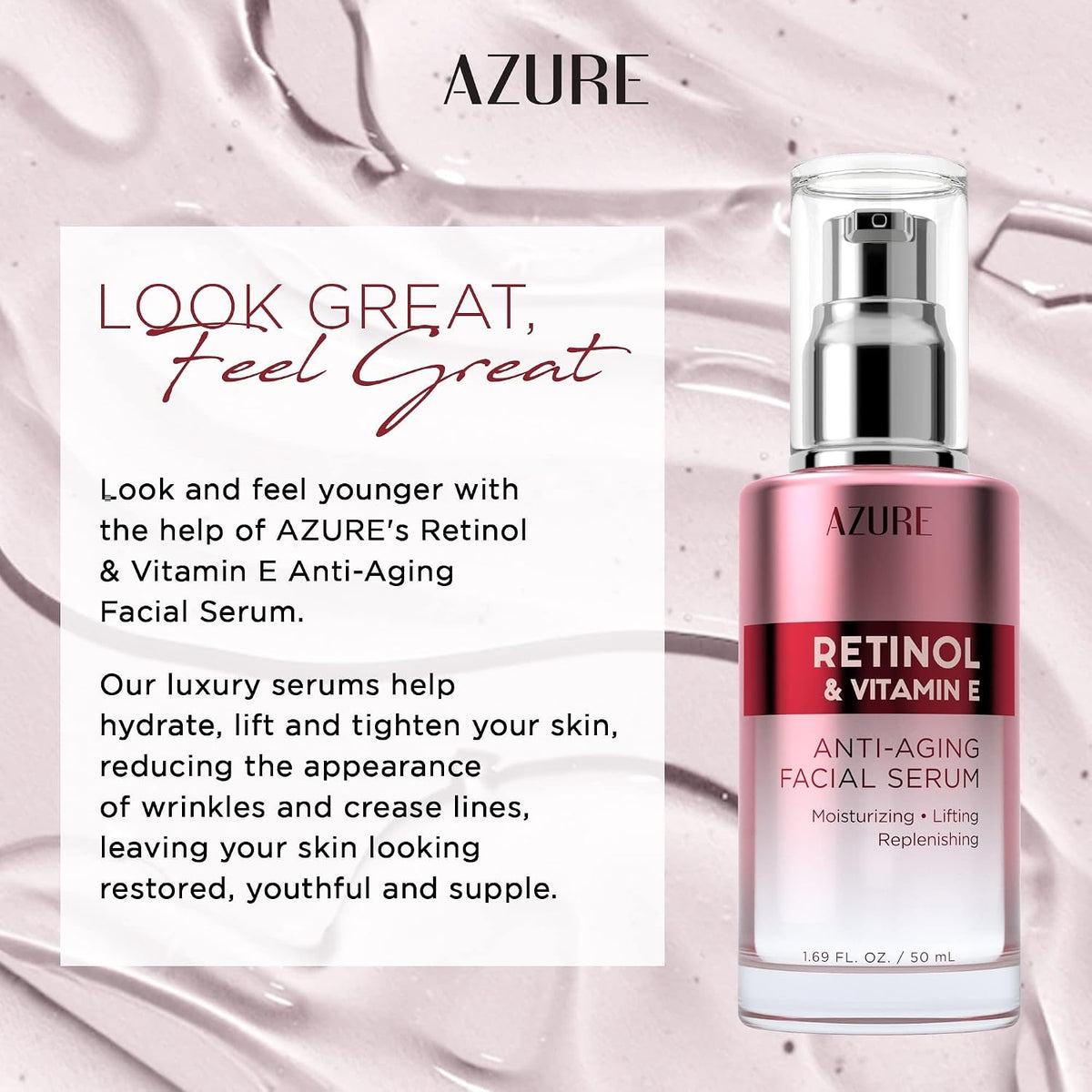 Azure Cosmetics Suero de retinol para cara, dermatológicamente prob...