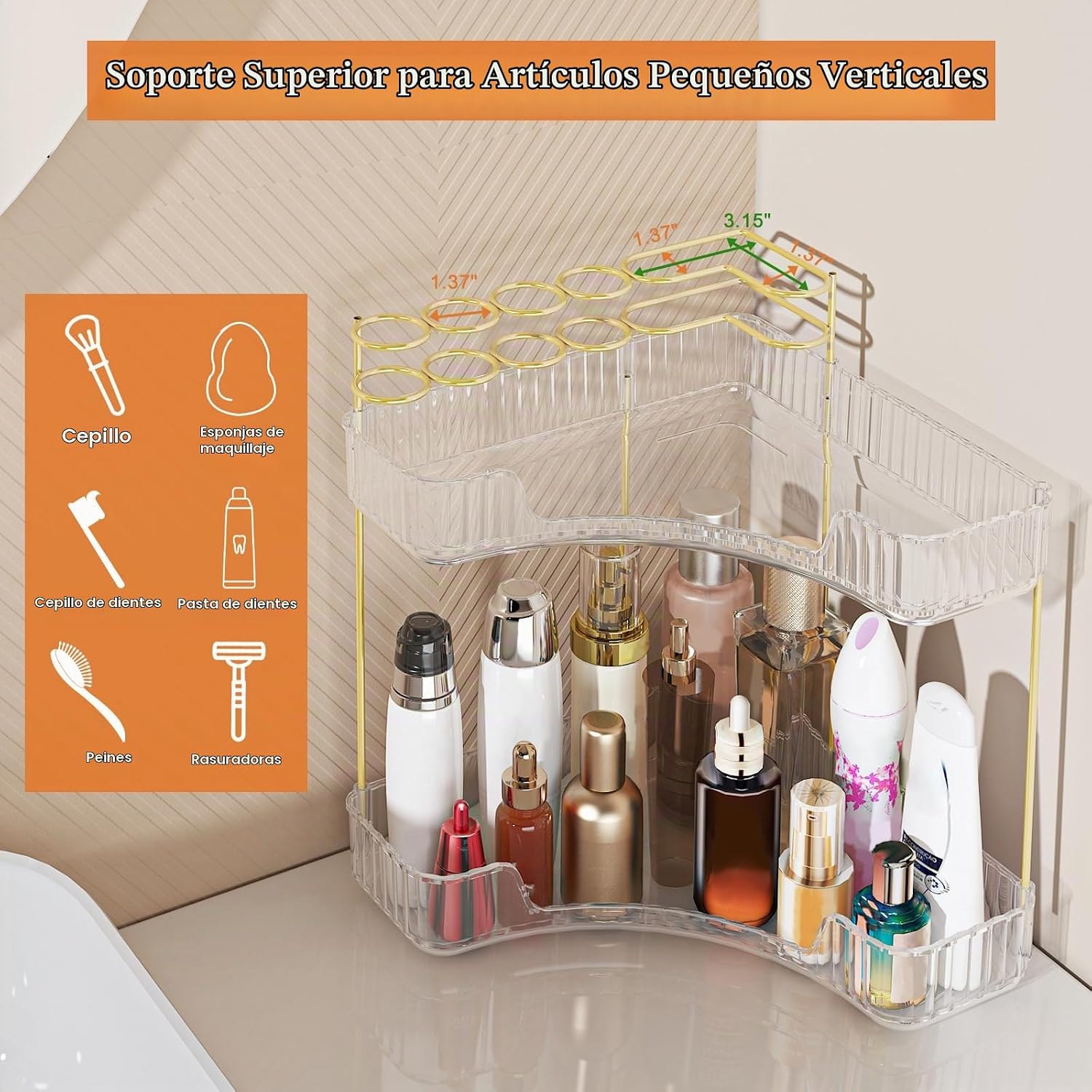 Webetop Organizador de esquina para maquillaje para tocador, organi...