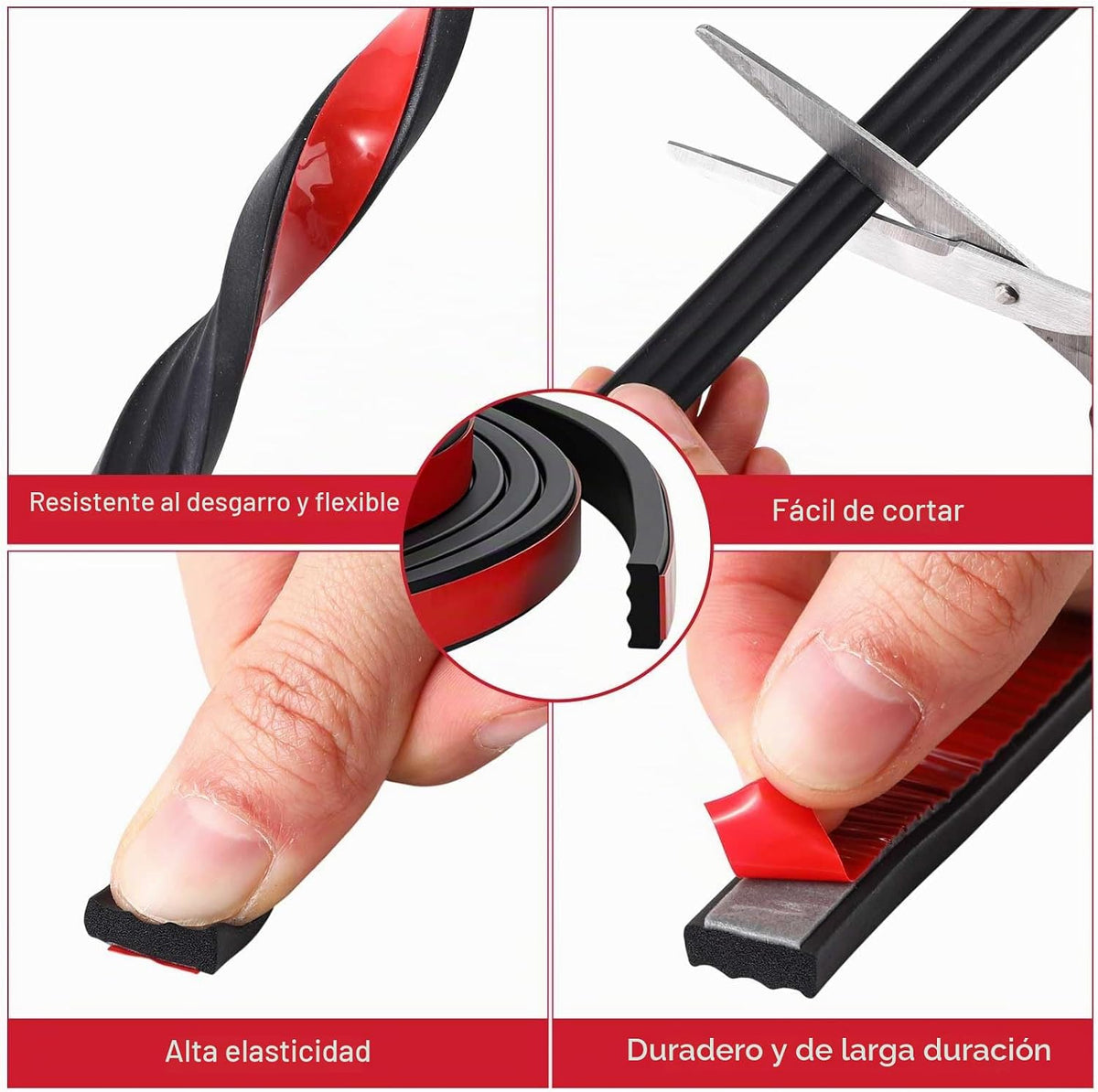 Treela Sello de goma de espuma acanalada de 26 pies con cinta, 0.5...
