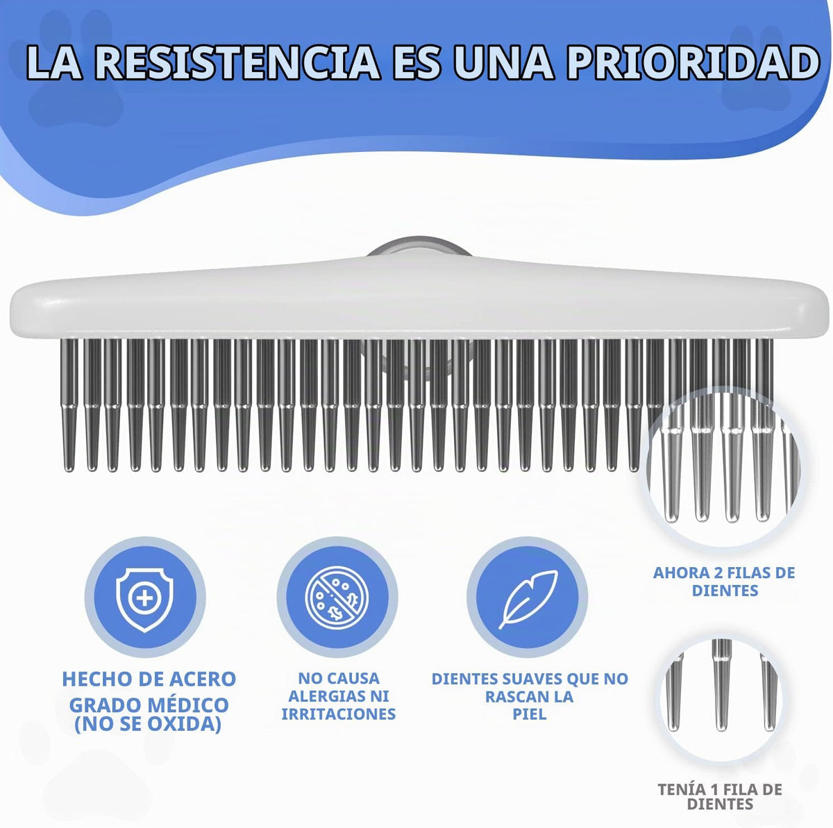 Rastrillo para perros, peine de pelo corto, largo y mate, cepillo p...