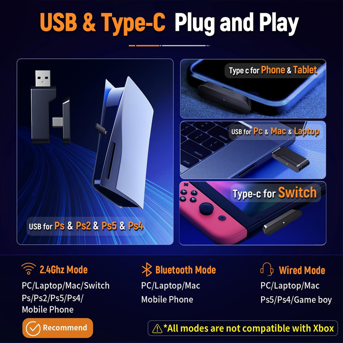 Auriculares inalámbricos para juegos Ozeino para PS5, PC y Switch|...