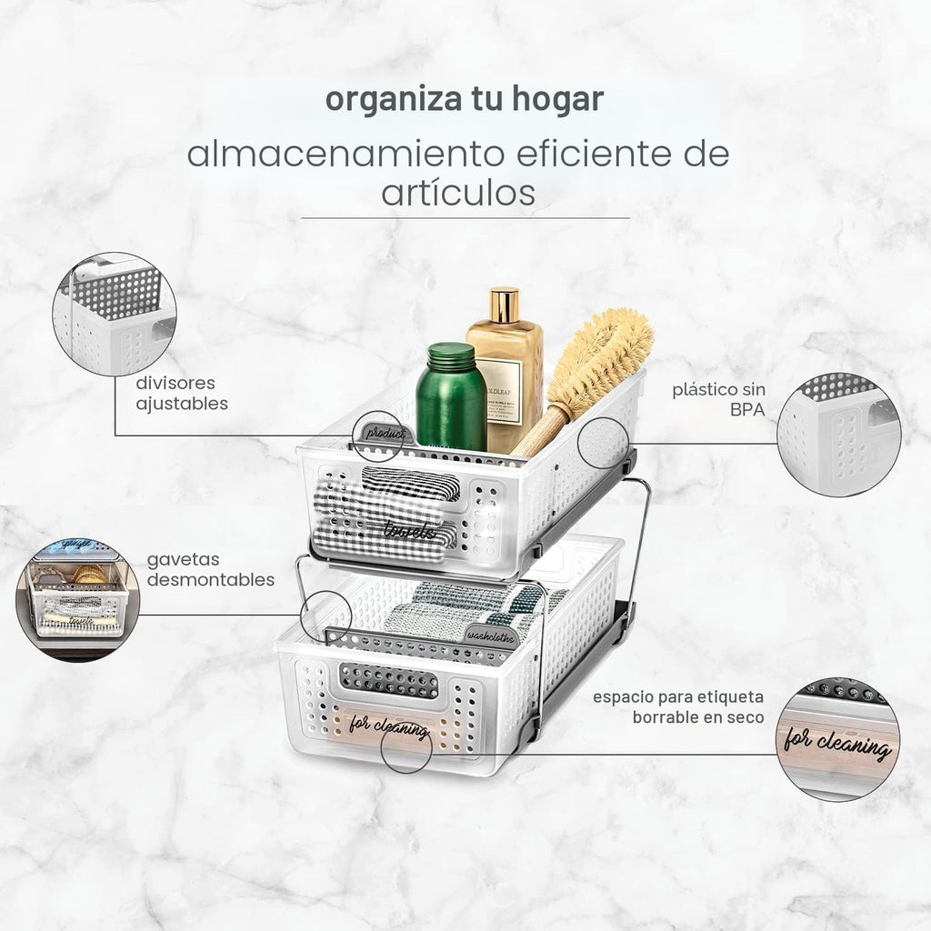 madesmart organizador de dos estantes c\/divisores 2 W | contenedor...
