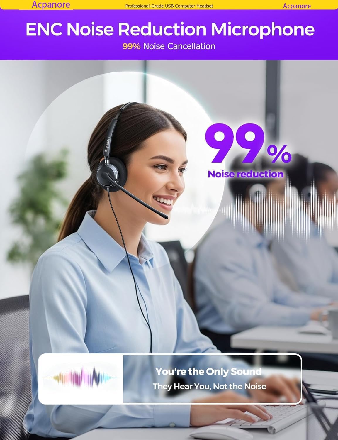 Acpanore Auriculares de computadora para PC con micrófono, auricula...