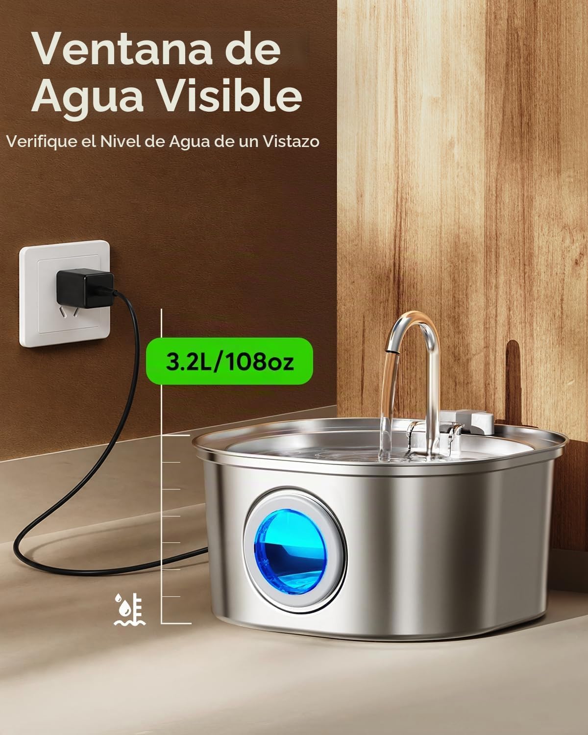 PEKTACO Fuente de agua para gatos, fuente de agua para mascotas par...