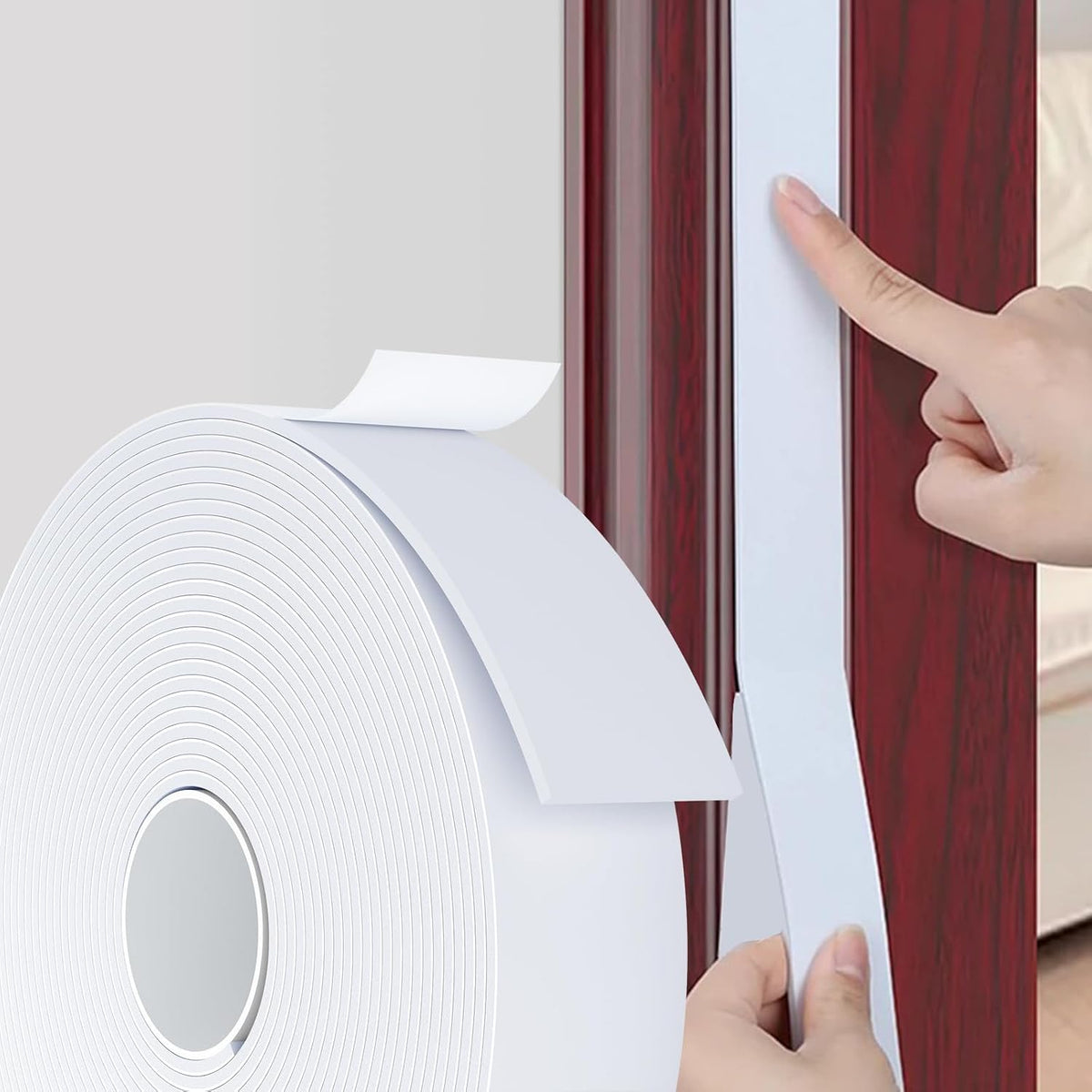 Cinta de sellado de espuma blanca para puertas, 1.18 pulgadas de an...