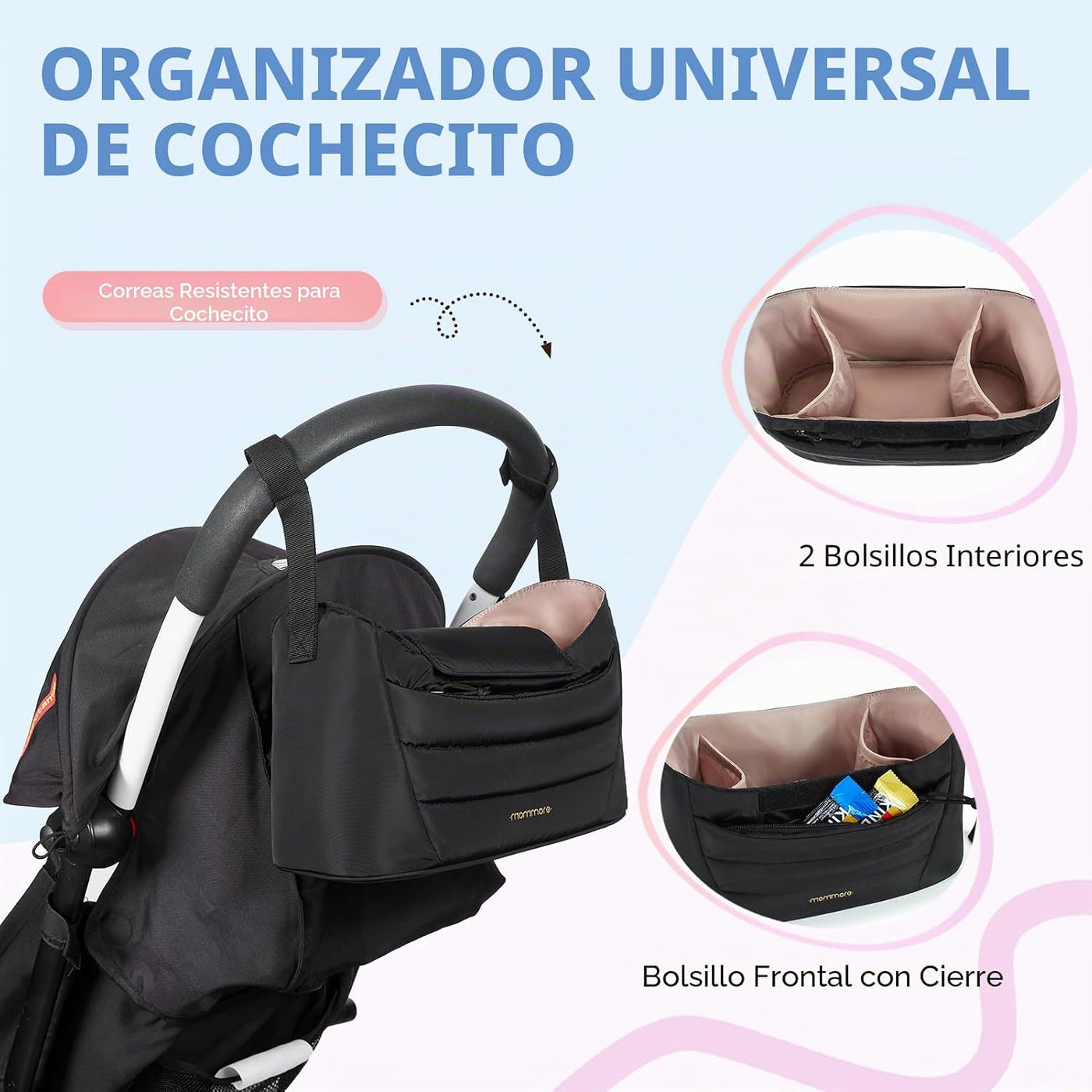 Mommore Bolso de pañales estilo tote con organizador de cochecito,...