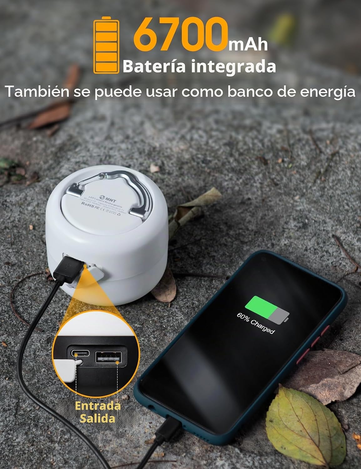 ZMNT - Linterna LED para campamento recargable 1000LM, hasta 300H d...