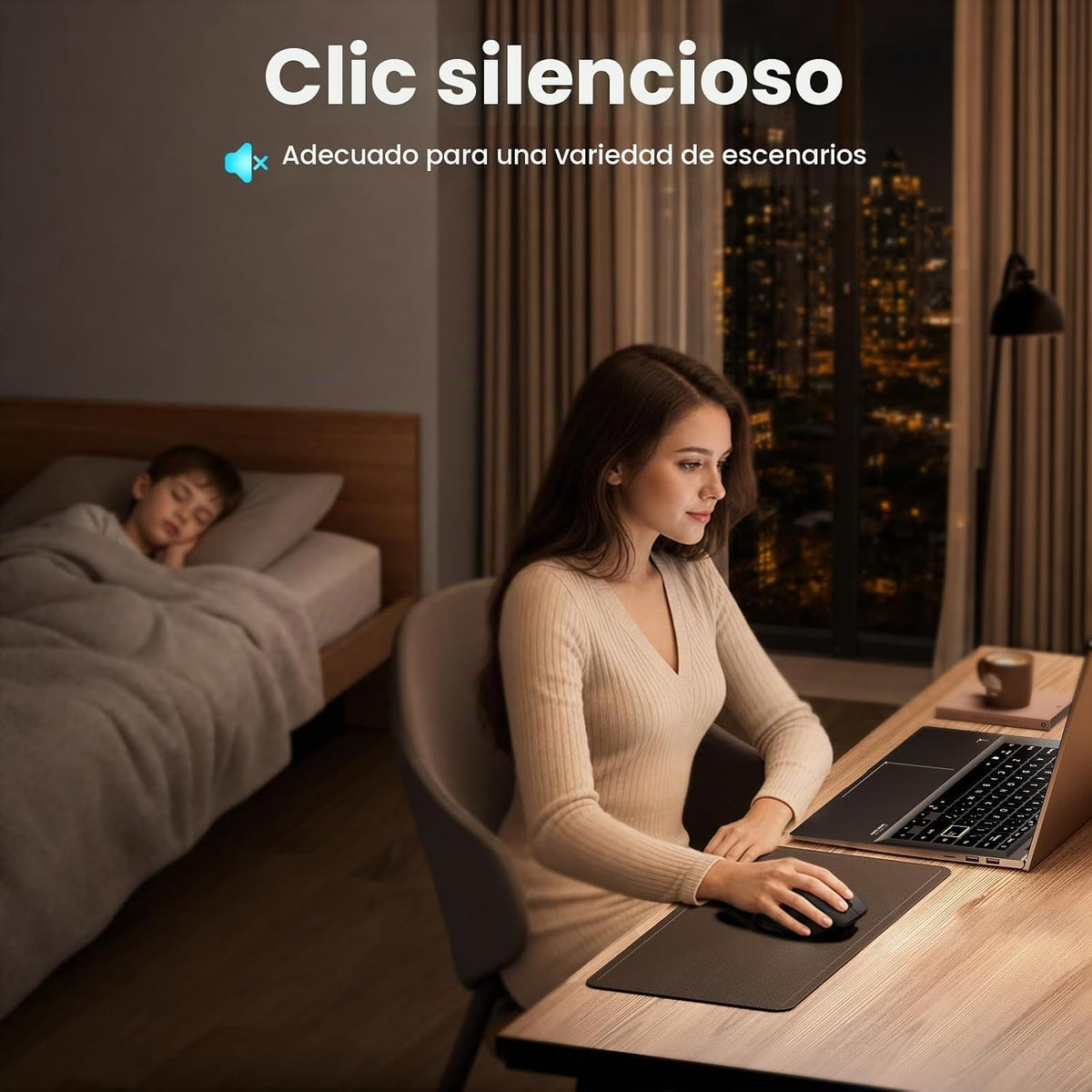 INFINMIND Ratón inalámbrico Bluetooth con desplazamiento lateral y...