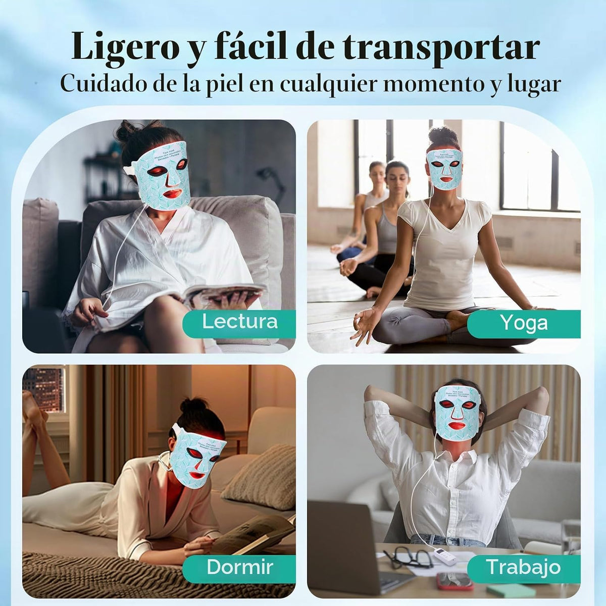 Terapia de luz roja para cara, mascarilla LED de 8 colores para | 8...