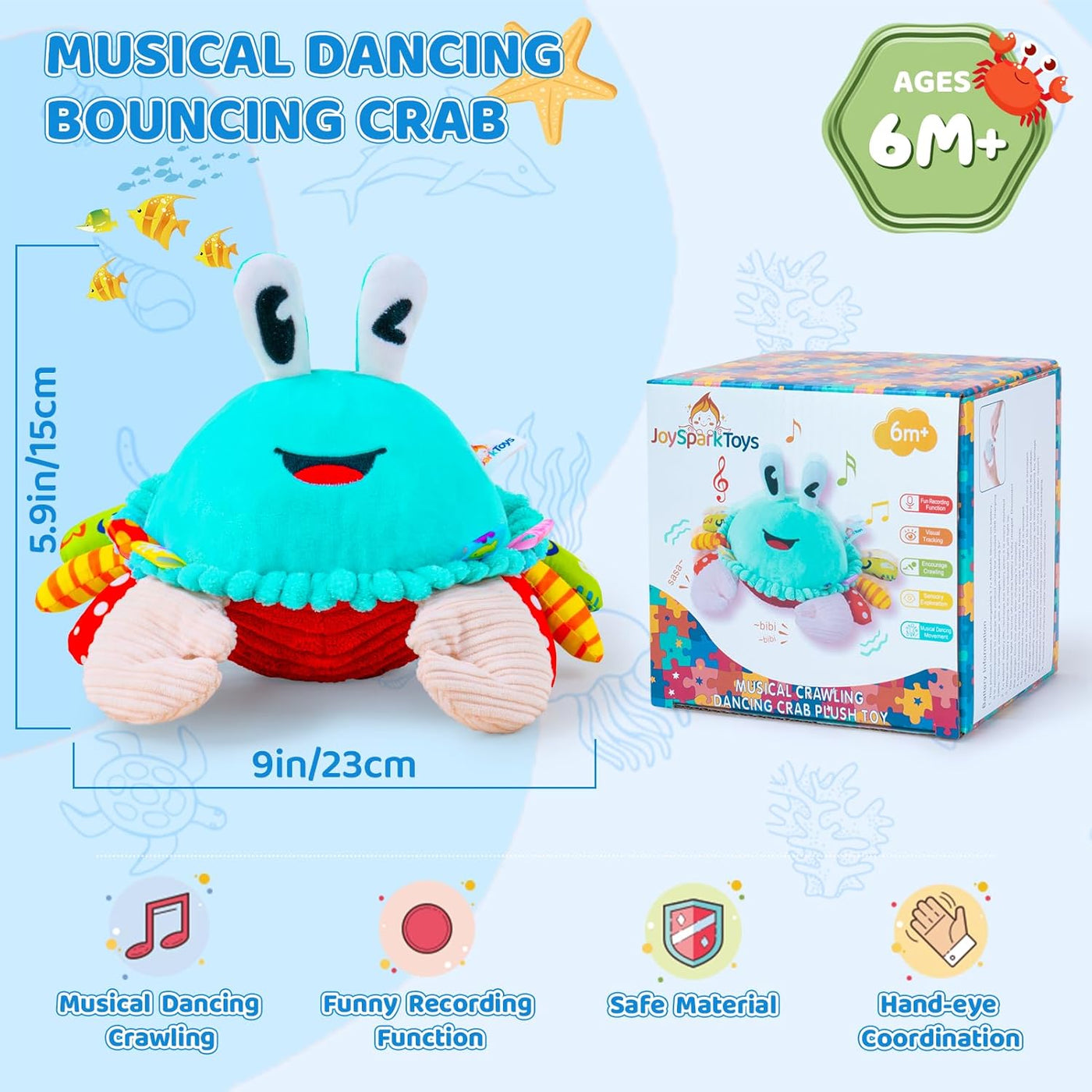 Juguetes para Bebés de 12-18 Meses, Juguete Musical de Cangrejo Gat...