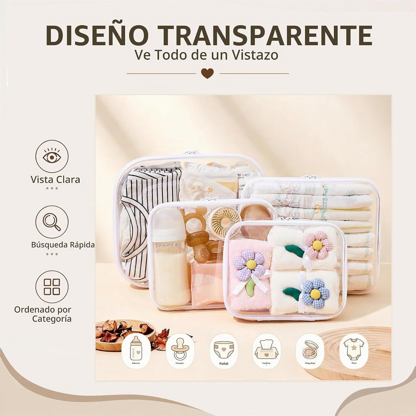 WELPIRT Bolsas organizadoras de bolsas de pañales de cáscara dura |...