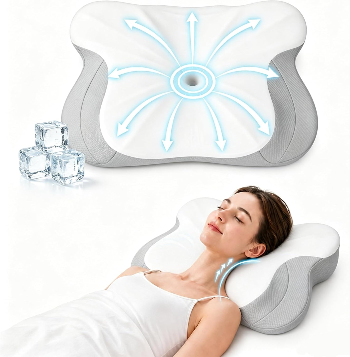 COMFORLAY Almohada cervical de espuma viscoelástica no tóxica sin t...