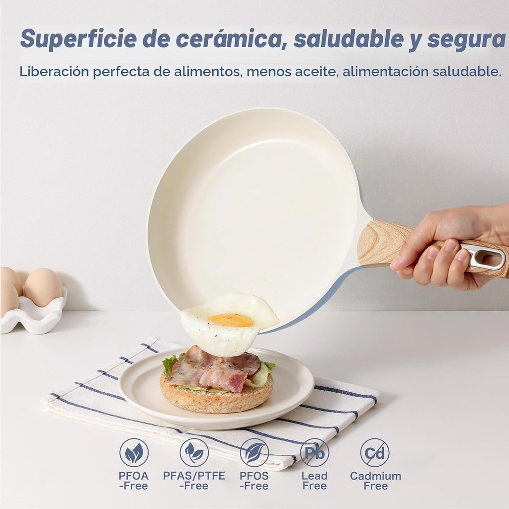 SENSARTE Juego de ollas y sartenes de cerámica antiadherentes, jueg...