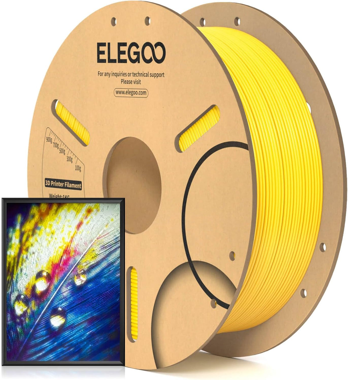 ELEGOO Filamento PLA para impresora 3D 0.07 in Rilievo Amarillo 2.2...