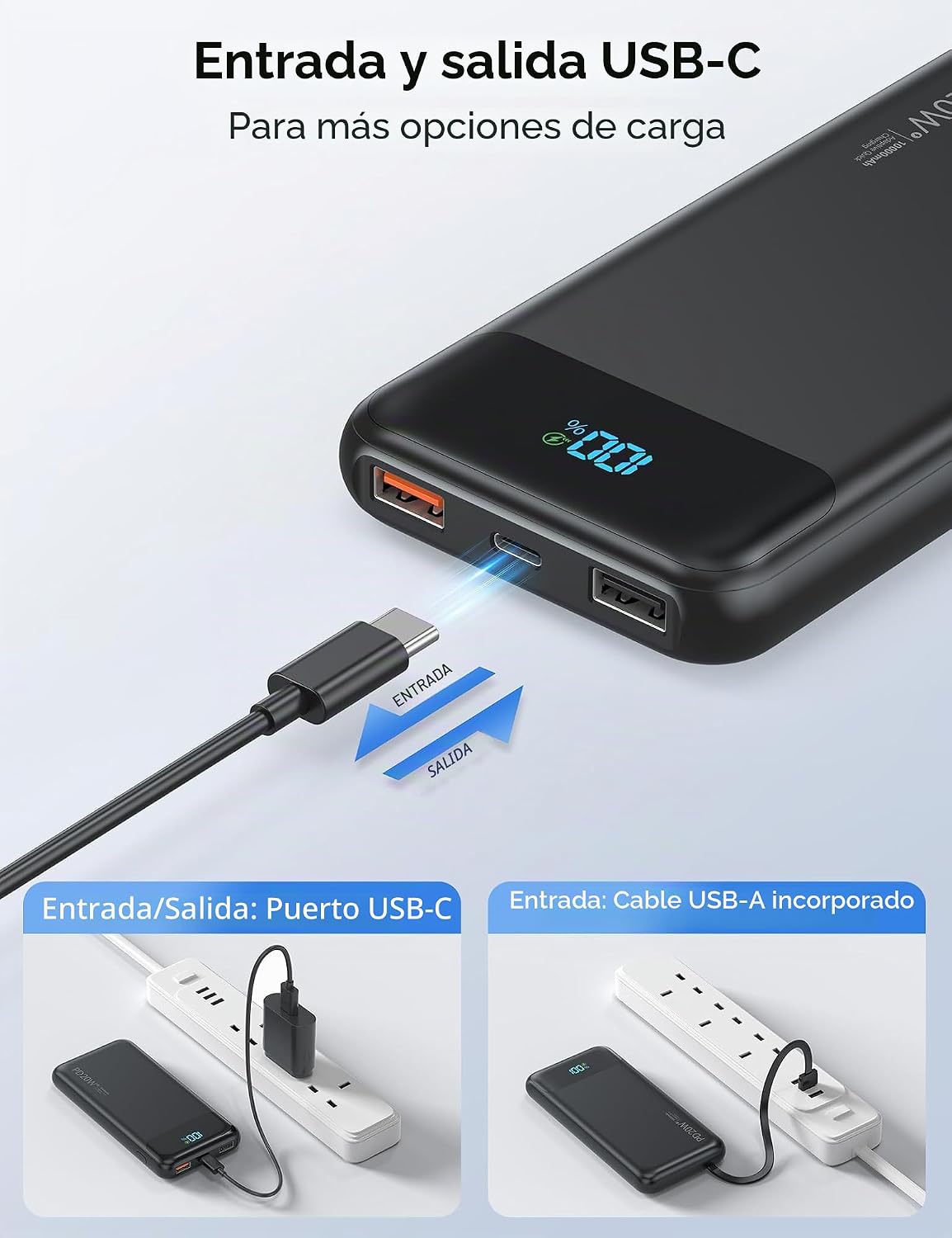 Nusyddy Cargador Portátil 10000mAh con 4 Cables Integrados y 6 Sali...