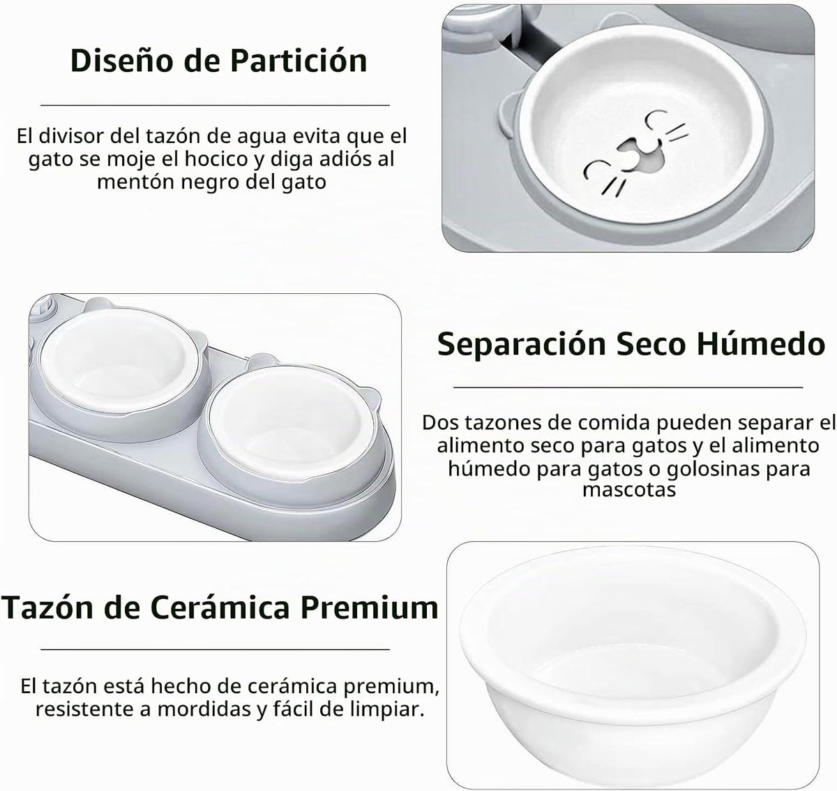 Marchul Cuenco 3 en 1 para gatos, juego de cuencos de cerámica para...