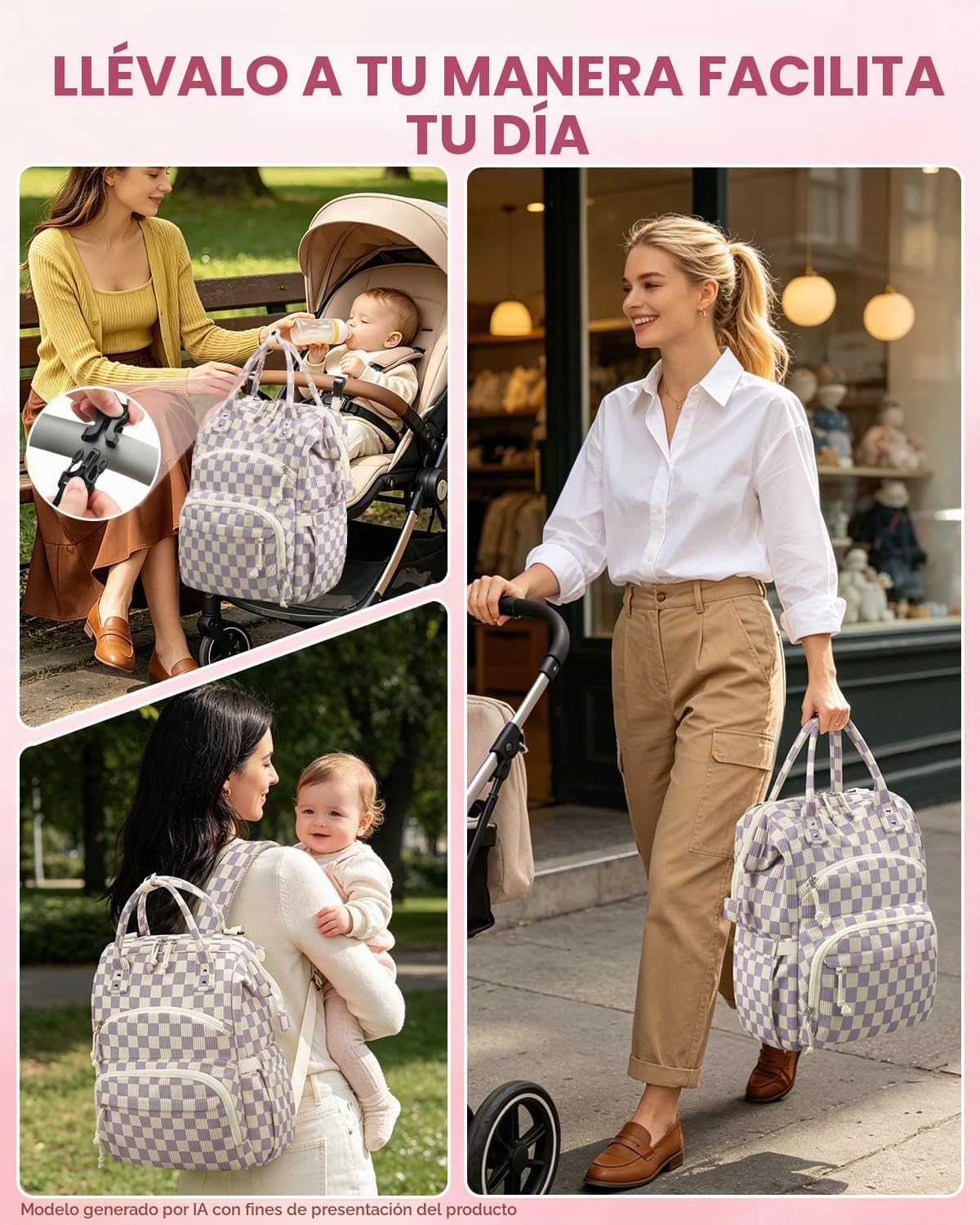 Pritent Mochila para pañales de gran capacidad para mamá, bolsa de...